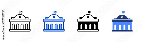 Government icon set multiple style collection