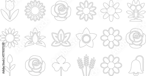 Collection of various flower icons