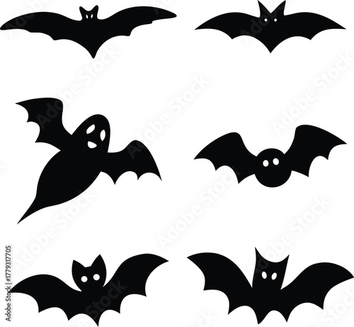 halloween bats, silhouette, vector, Collection, icon