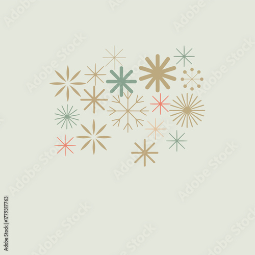 Abstract mid century modern starburst pattern on cream background