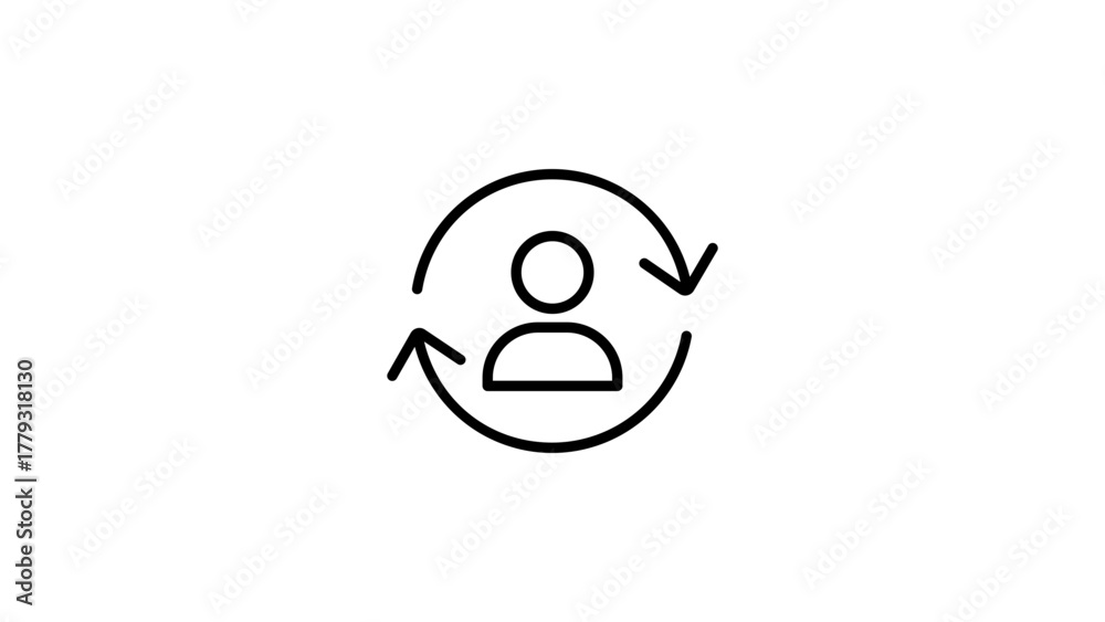 Fototapeta premium User profile update refresh icon person account change cycle arrow symbol loop