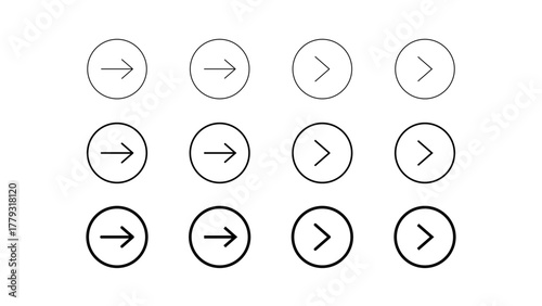 Arrows next right direction forward navigation pointer icon design graphic set