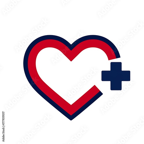 Heart with plus symbol for health care and medical services high resolution photo