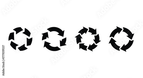 Set of circular arrows isolated on white background