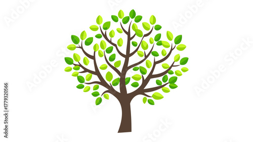 Animated Green Tree: A vibrant illustration of a tree in full bloom, symbolizing life, growth, and the beauty of nature. 
