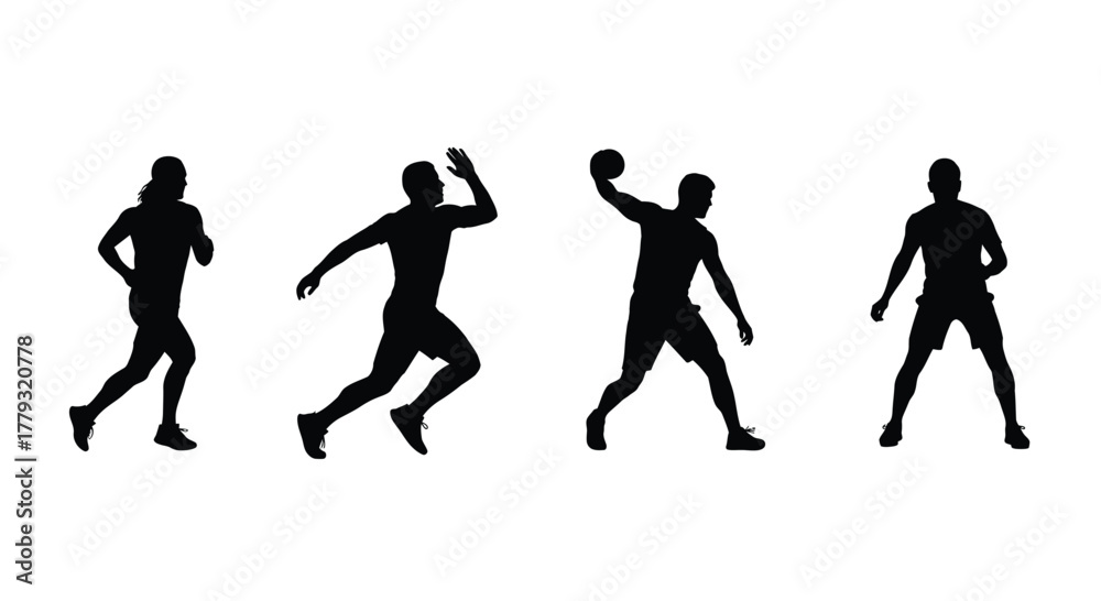 Obraz premium Silhouette of athletes in various sports isolated on white background