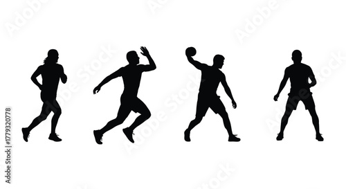 Silhouette of athletes in various sports isolated on white background