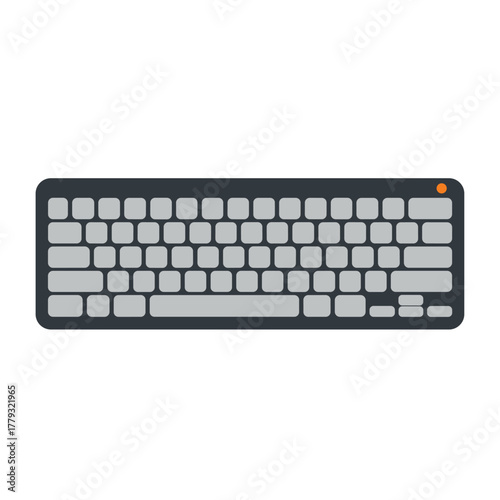 A flat style illustration of a standard computer keyboard featuring a clean layout and modern design, commonly used for office or home workspaces