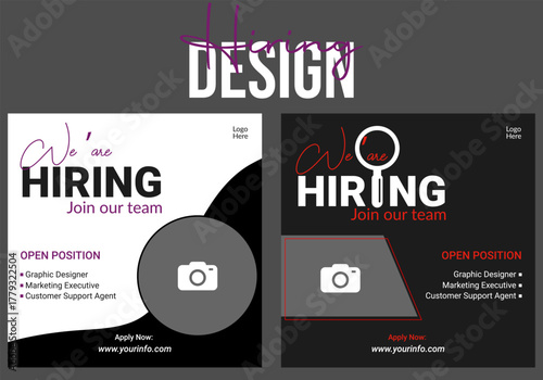 We are hiring marketing agency advertisement social media poster design vector templates