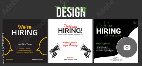 We are hiring recruitment open job vacancy design vector social media post banner template or web banner layout