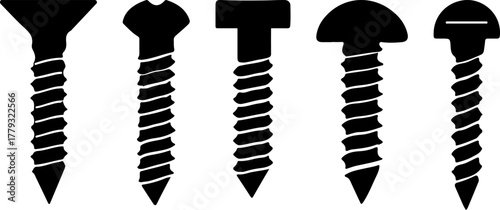 Screw vector, screw silhouette, screw clipart, screw art