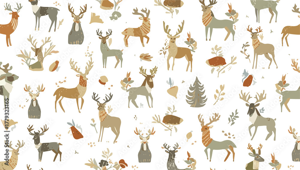 Naklejka premium illustration template featuring a christmas bell pattern with a modern flat design aesthetic, incorporating simple shapes and bold lines