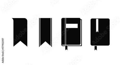 Bookmarks and books isolated on white background for reading and education