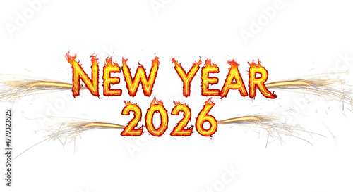  Colourful Golden, black, blue, yellow, red, Three Dimensional 2026 Number Design Green Yellow Blue Red Confetti and Ribbon Streamers, Happy New Year Theme, Transparent Background