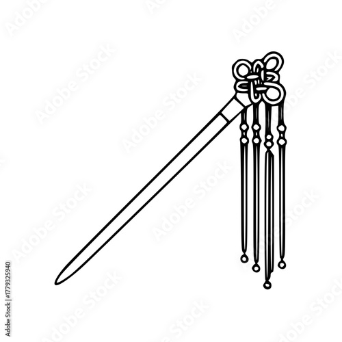 Traditional chinese long tassel hair stick