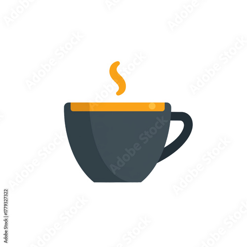 flat 2D icon vector illustrator a steaming coffee
