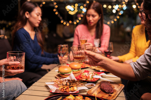 young couple celebrating christmas dinner