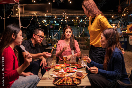 group of people in a restaurant