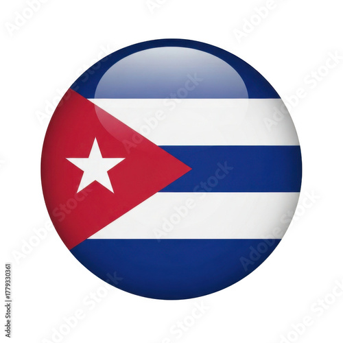 Glossy circular cuban flag emblem with star and stripes isolated on transparent background Free Download Glossy circular cuban flag emblem with star and stripes isolated on transparent background - GFXLoad