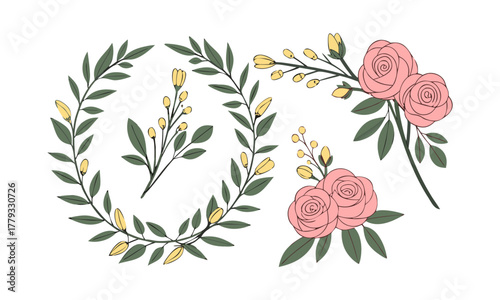 Elegant Botanical Decor Set for Cards, Branding, and Stationery Vector Elements illustration collection are easily editable.