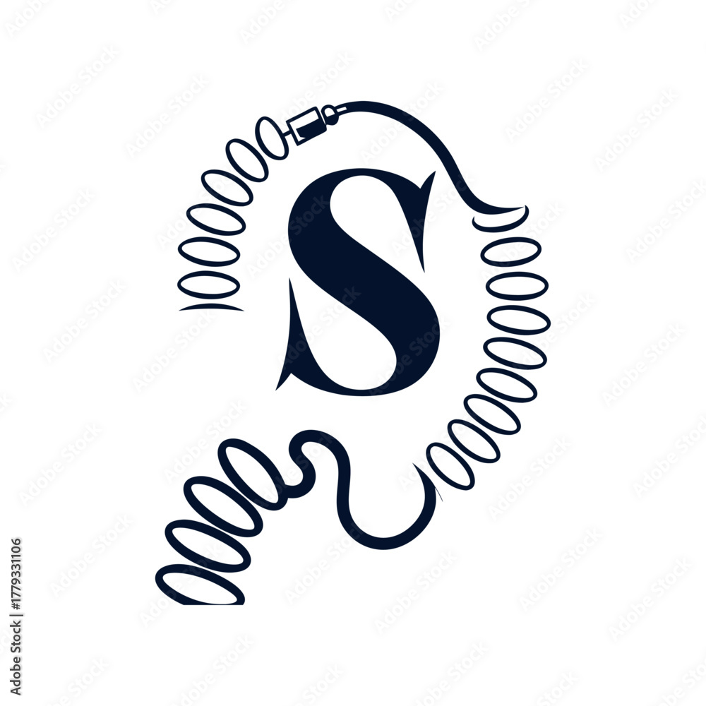 Obraz premium Letter S with coiled wire creative monogram design