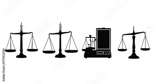 Four different weighing scales isolated on white background are displayed