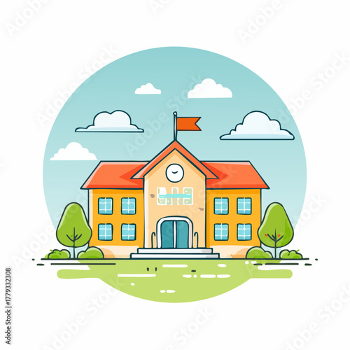 School Building Icon Education, Learning, and Academic Institution Symbol in Graphic Design