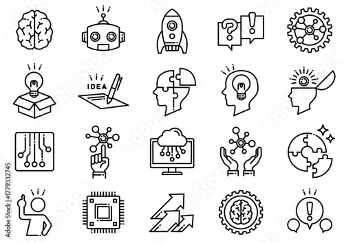 アイディア・思考アイコン01　Idea & Thinking Icons