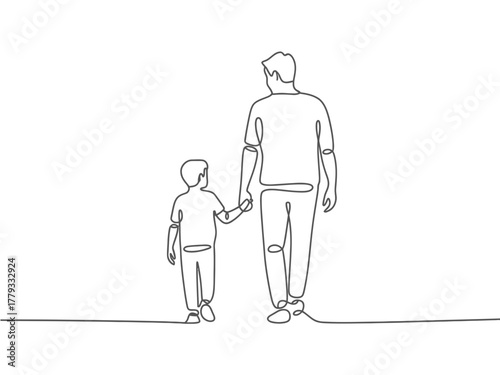 A father and son walk hand in hand, illustrating a strong bond and connection.