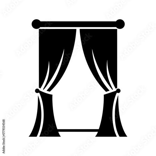 Minimal curtain silhouette vector illustration with white background for window decor and home interior design concept artwork 