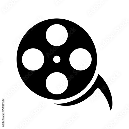 Minimal film reel silhouette vector illustration with white background for cinema movie production and entertainment design concept 