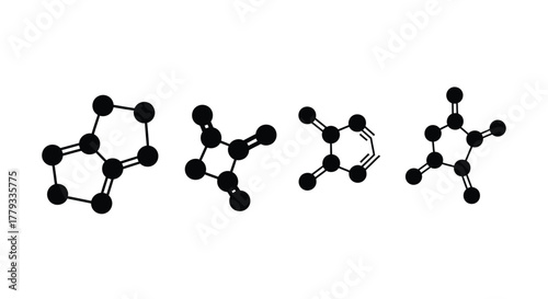 Four various chemical structures isolated on white background