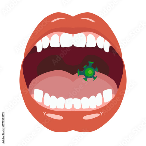 Mouth Contaminated by Virus or Bacteria Vector