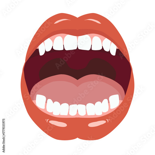 Healthy Open Mouth and Teeth Vector Illustration