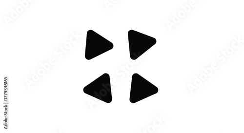 Four black arrowheads pointing in different directions isolated on white background