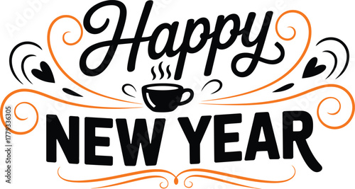 Festive happy new year greeting with vibrant colors and celebratory typography perfect for seasonal promotions and designs