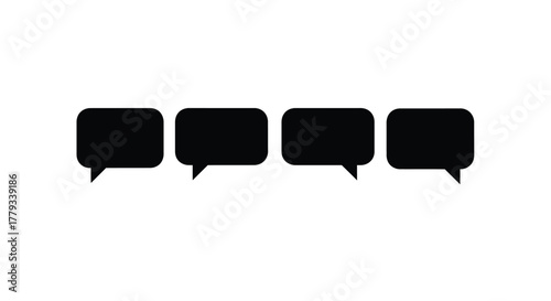 Four speech bubbles in a row isolated on white background