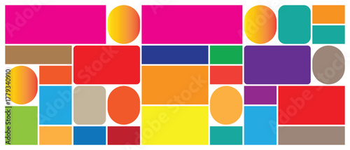 Modern and clean geometric bento grid layout design with vibrant color blocks and clear typography for web or print applications