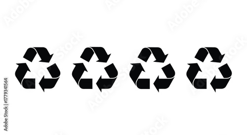 Four recycle symbols isolated on white background