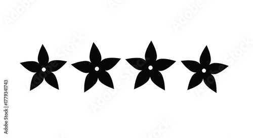 Four stylized flower shapes isolated on white background creating a pattern