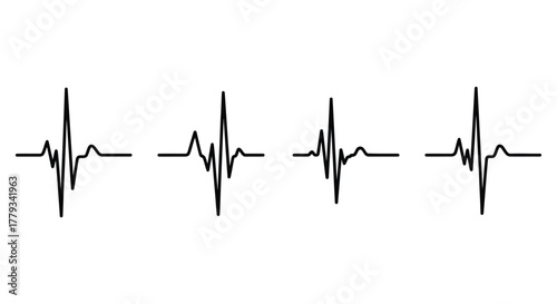 Electrocardiogram illustration showing heart activity isolated on white background