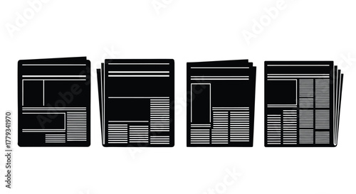 Newspaper stack illustration representing news and information isolated on white background