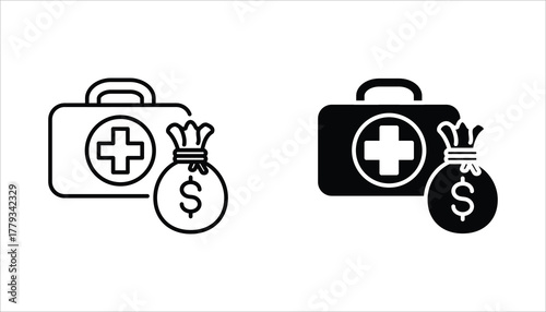 Emergency Fund Icon set. Financial aid management. Vector illustration for web design isolated on white background.
