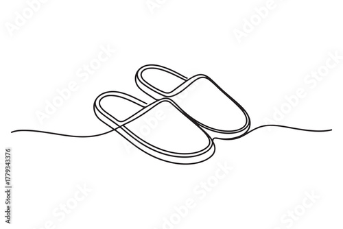 Continuous one line drawing of slipper shoe outline illustration
