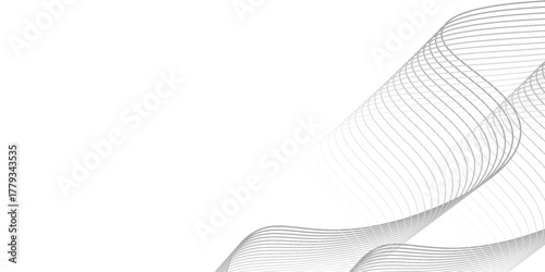 Technology abstract lines on white background. Undulate Grey Wave Swirl, frequency sound wave, twisted curve lines with blend effect.