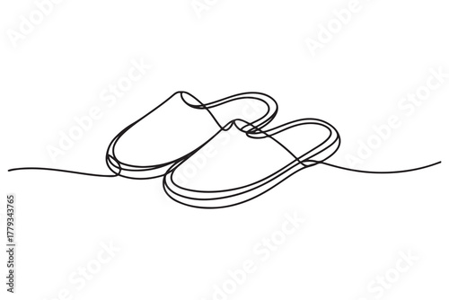 Continuous one line drawing of slipper shoe outline illustration
