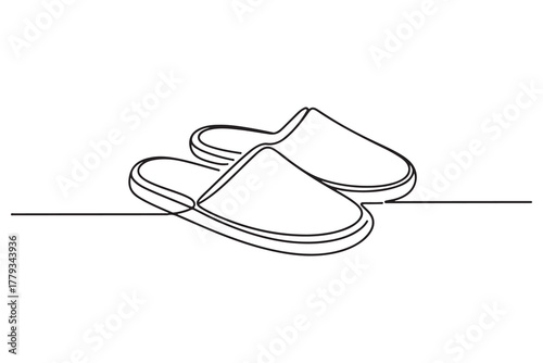 Continuous one line drawing of slipper shoe outline illustration
