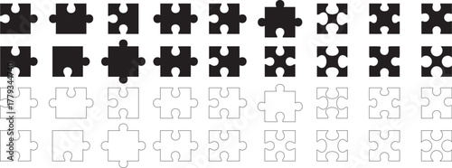 Puzzle jigsaw on white background. Vector illustration 
Jigsaw puzzle piece template with outline, blank pattern 