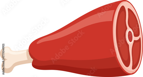 Ham hock or pork/beef leg cut, flat vector illustration.
