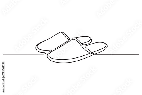 Continuous one line drawing of slipper shoe outline illustration
